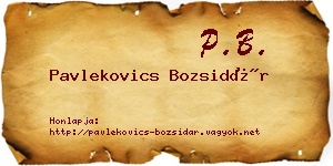 Pavlekovics Bozsidár névjegykártya